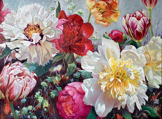 Zoe Feng nz flower artist, oil painting, spring footsteps